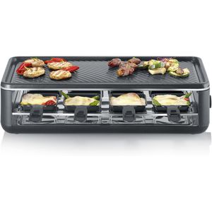 Severin Raclette-Grill Black Line Lite RG 2365, für 8 Personen, 1300 Watt, mit gerillter Grillplatte