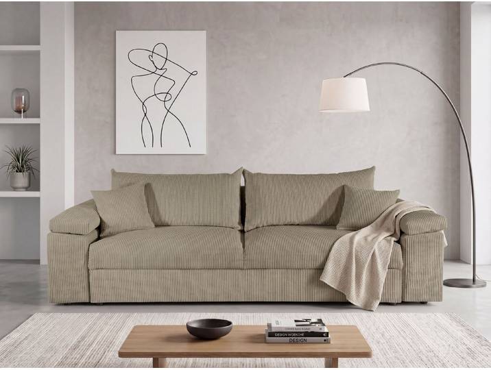 COLLECTION AB Schlafsofa Mara, B: 249 cm, Liegefl. 139x195 cm, Dauer-Schlaffunktion, Bettkasten & Federkern, wahlweise mit Topper