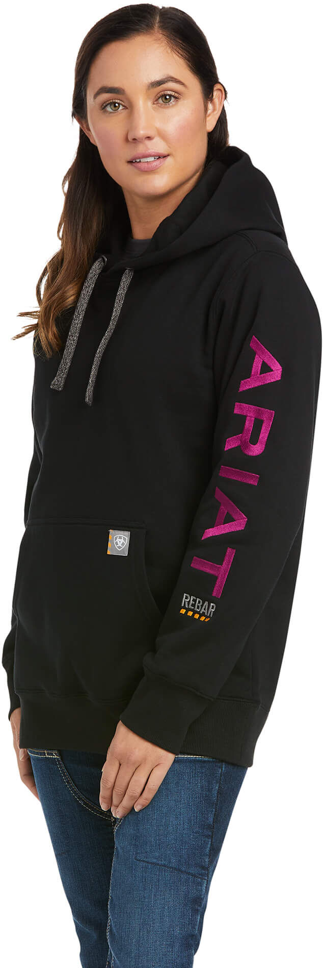 Women's Rebar Graphic Hoodie in Black Purple, Size: Large by Ariat