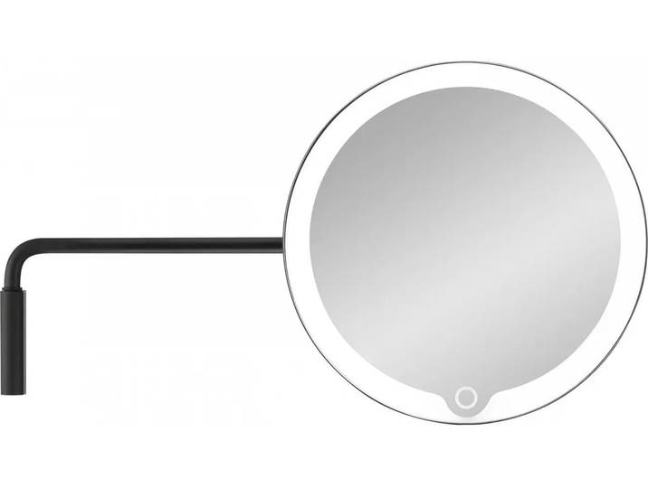 Kosmetikspiegel BLOMUS LED MODO mit Wandhalterung , schwarz, B:20cm H:20cm, Aluminium, Kunststoff, Spiegel, Kosmetikspiegel