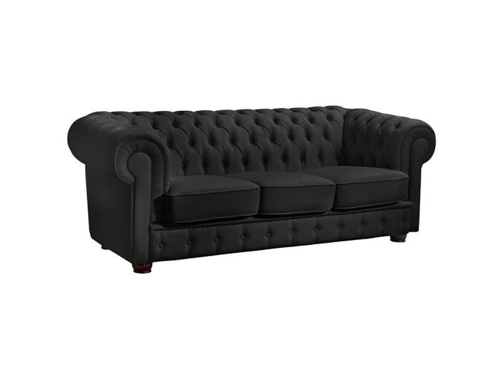 Chesterfield-Sofa Bridgeport Schwarz 3-Sitzer, Lederlook