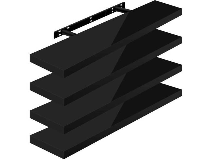 WOLTU 4 x Étagère Murale Tablette Murale Panneau de Bois Étagère Flottante Étagère à Livres 90x22 9x3 8cm Nior RG9481sz-4