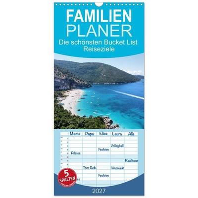 Familienplaner 2027 - Die schönsten Bucket List Reiseziele mit 5 Spalten (Wandkalender, 21 x 45 cm) CALVENDO