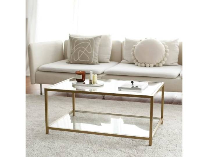 Dmora Diphda Couchtisch Gold 90x60x40 cm, EIN Fach