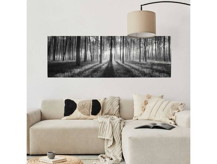 Poster Sonnenaufgang im Wald Material: Papier Motiv: Bäume, Pflanzen & Natur Schwarz/Schwarz 53 x 158 x 0cm