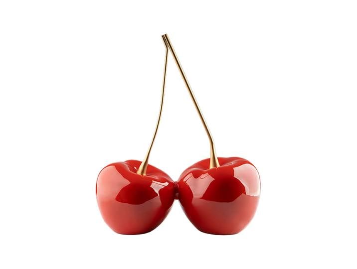 Grosses Design Deko-Objekt „Cerezas Duo“ Rot, Gold Schuller