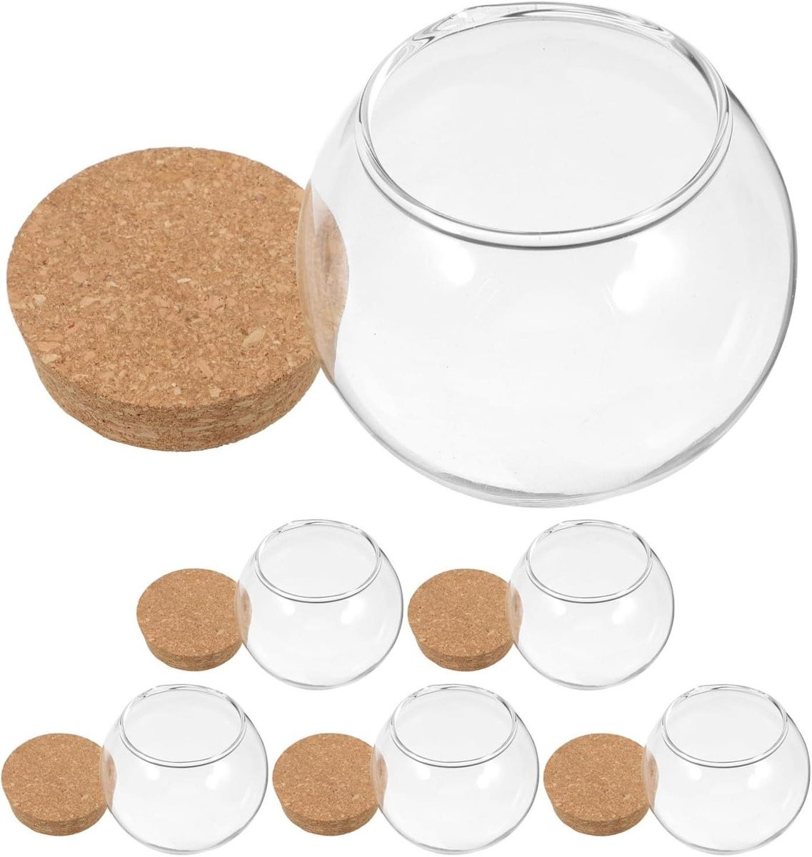 Glazen Koepel met Kurken Sluiting - Transparante Decoratieve Dome voor het Presenteren van Bloemen - 10 cm
