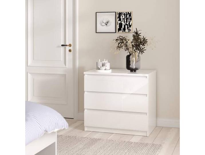 Dmora - Kommode Lilou, Mehrzweckkommode, Schlafzimmerkommode, Schrank mit Schubladen, 77x50 h68 cm, Weiß
