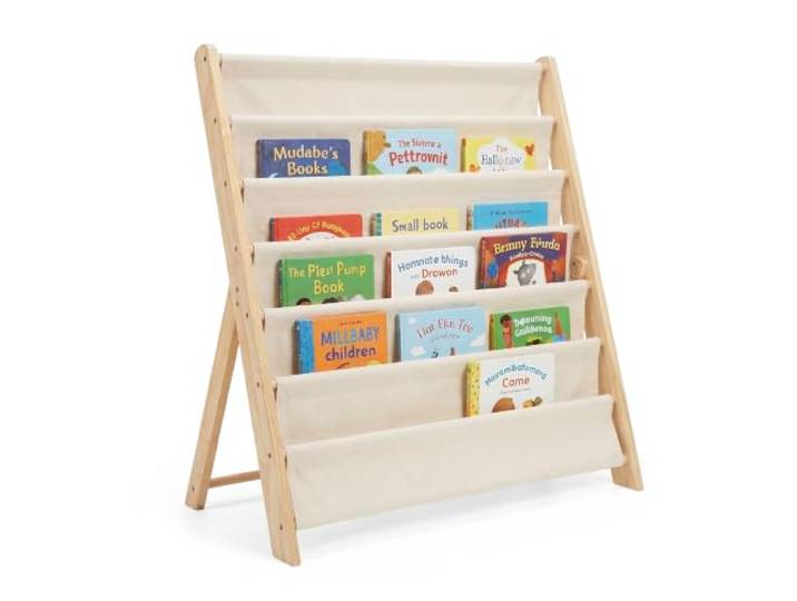 Relaxdays Étagère Enfant\, Bois\, 6 Compartiments en Tissu\, Blanc/Naturel H x l x P : 80 x 75 x 30 cm\, étagère à livres pour enfants\, étagère pour enfants