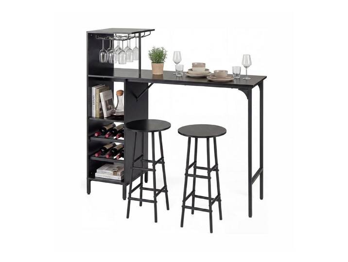 KOMFOTTEU Bartisch mit Barhocker (Set, 3-St), mit Glashalter & Lagerregalen
