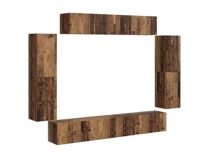 GHVBNMF TV-Schrank Set Wandmontage 8-teilig 98x31x29,5 cm Altholz-Optik Modulares 8-teiliges Lowboard-Set für das Wohnzimmer. Bietet flexiblen Stauraum und freie Bodenfläche durch Wandhängung.