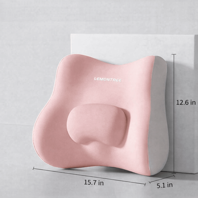 Uplifted Trends Ergonomic Lumbar Support Pillow Memory Foam Back Cushion For Office Chair Comfort & Posture Relief pink