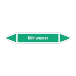 Aufkleber I RKZ-Etikett Kühlwasser, grün/weiß, für Ø 25-40mm, 154x26mm, 5/Bogen