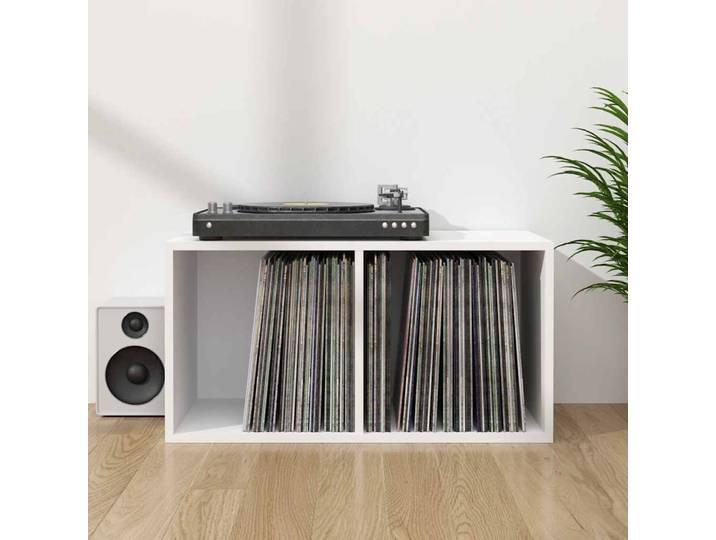 vidaXL Schallplatten-Aufbewahrungsbox Weiß 71x34x36 cm Holzwerkstoff