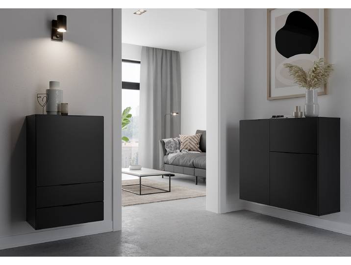 Commode Predonia avec portes 89 x 81 x 32cm Noir