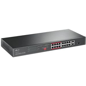 TP-Link Switch TL-SL1218P, unmanaged, 18-Port, 16x 100 Mbit/s & 2x 1 Gbit/s, 16x PoE+, 1x SFP Combo