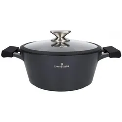 Zwieger Juodas STONE puodas su dangčiu 24cm 3.5l, Pfanne + Kochtopf, Schwarz