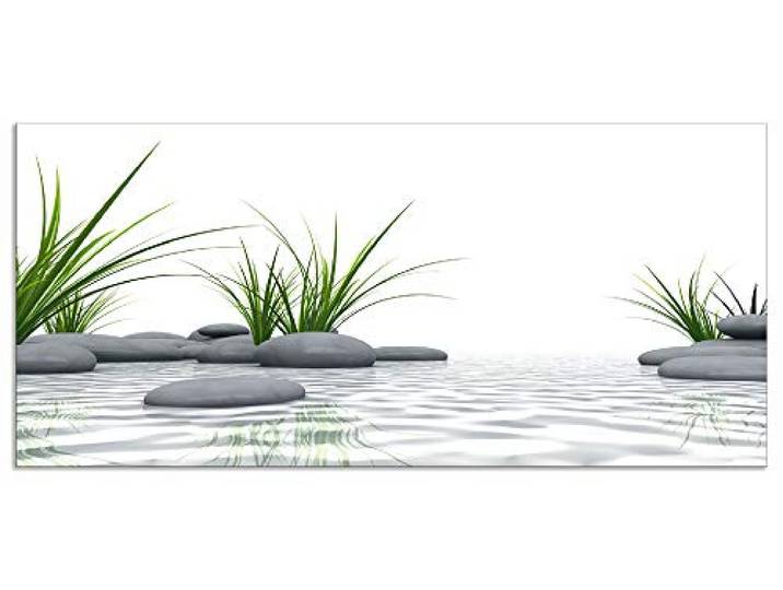 ARTland Spritzschutz Küchenrückwand aus Alu für Küche Herd Spüle 120x55 cm (BxH) mit Motiv Natur Zen Wellness Spa Yoga Asien Gräser Stein Weiß T6CD