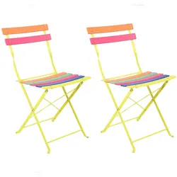 DELUKE Gartenstuhl 2er Set LEONA - Eisen, Mehrfarbig | Klappstuhl Wetterfest Gartenstühle Outdoor Balkonstühle