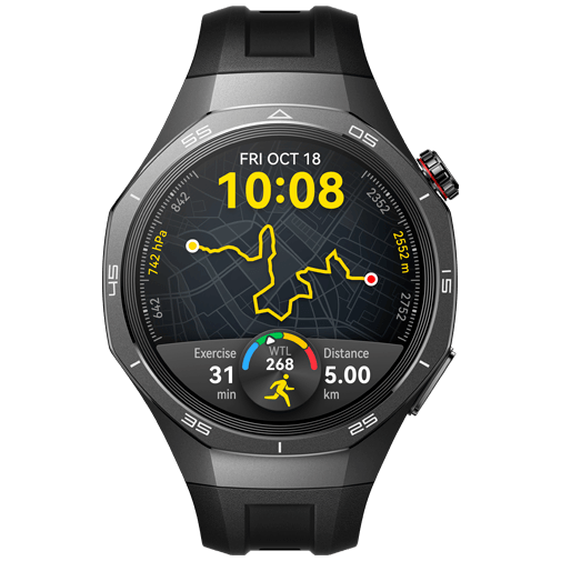 Huawei Watch GT 5 Pro 46mm Schwarz (Schwarzes Gummi Armband)