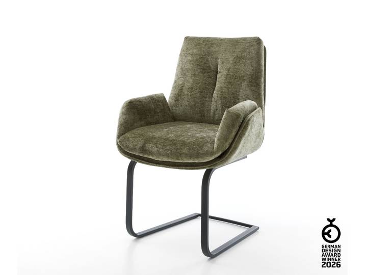 Freischwinger Clea-Flex Chenille Olive Freischwinger flach Schwarz, Esszimmerstühle