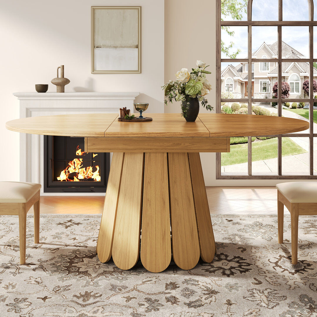 Metro 158 " Extendable Round Dining Table Natural