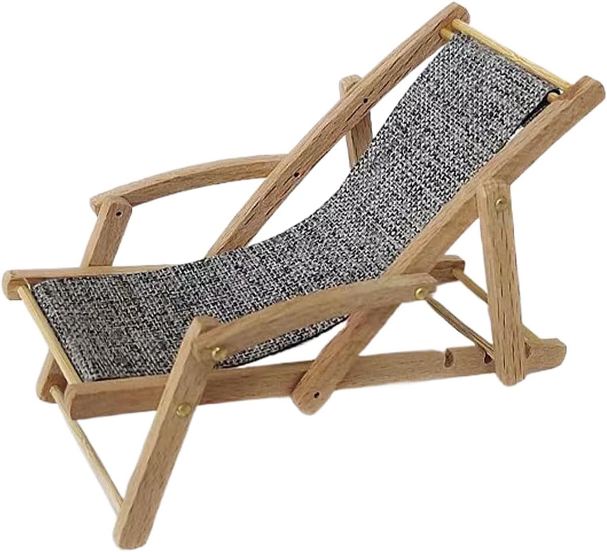 Miniatuur stoel voor poppenhuis meubilair in klassiek design, grijs, 17 cm
