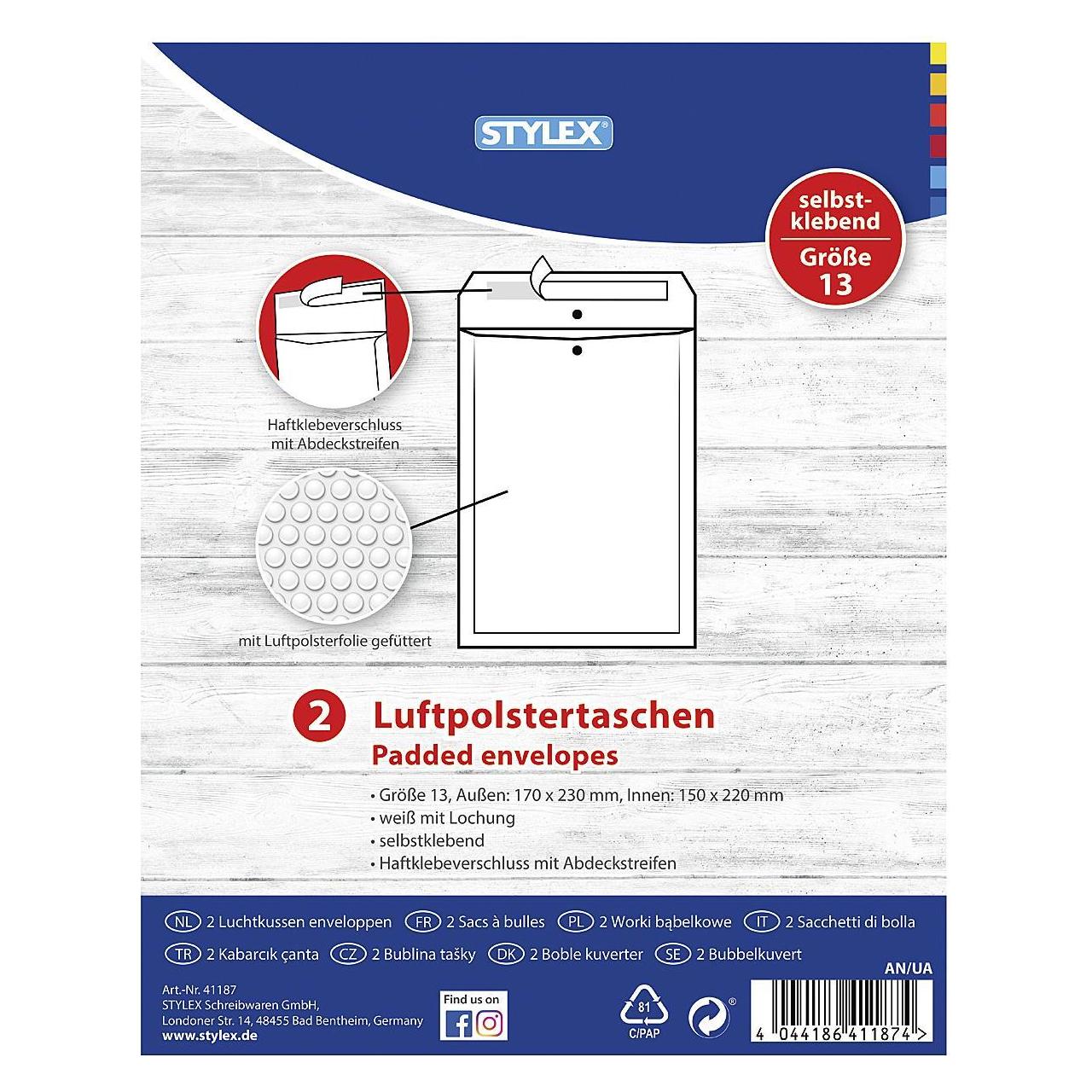 Stylex Luftpolstertasche Gr13 ws 2St (2 Stk.) (41187) Mindestbestellmenge: 5 Stück