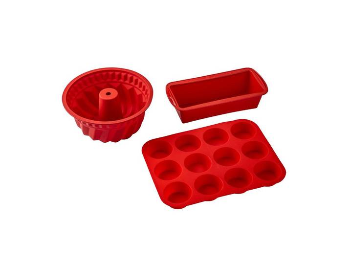 Dr.Oetker Backformenset Flexxible Love, Rot, Kunststoff, lebensmittelecht, Backen & Backzubehör, Backformen, Backformen-Sets