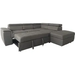 HTI-Living, Sofa + Bettsofa, Couch Sandy mit Ottomane rechts Grau (Ecksofa)