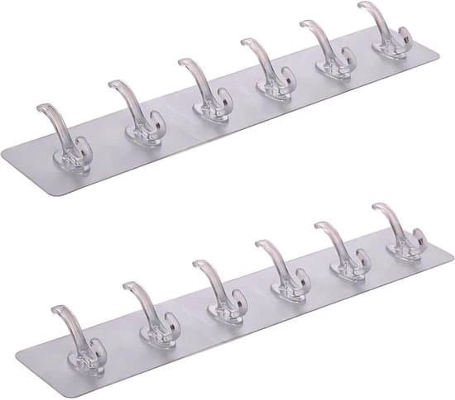 2 stuks 6-in-1 multifunctionele transparante handdoekhaken, waterbestendige zelfklevende wandhaken voor badkamer en keuken