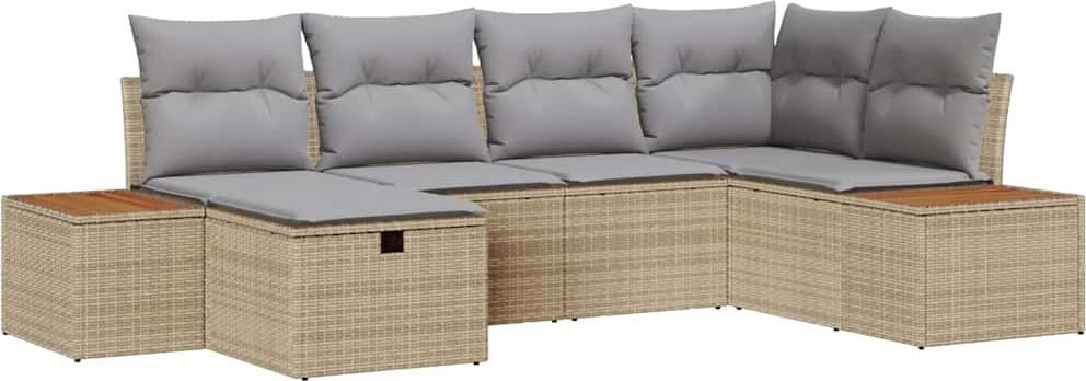 vidaXL Gartensofa-set Beige Poly-Rattan
