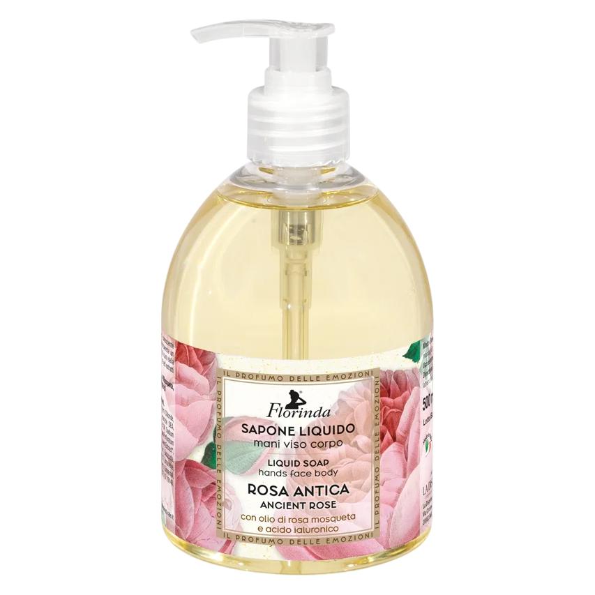 Florinda , Rosa Antica, Reinigende & Pflegende Flüssigseife für Hände, Gesicht & Körper, 500 ml (Flüssigseife, 500 ml) (74847908)