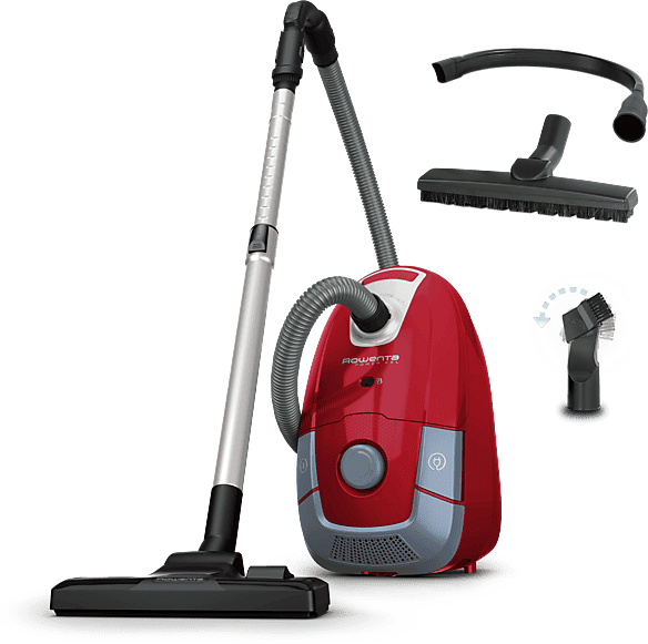 Aspirador con bolsa - Rowenta Power XXL RO3154EA, 900 W, 4.5 L, Radio acción 12 m, Sistema de alta filtración, 3 niveles, Limpieza profunda, Rojo