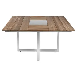 Zebra Tisch Quadux  Edelstahl Teak 140x140x75cm