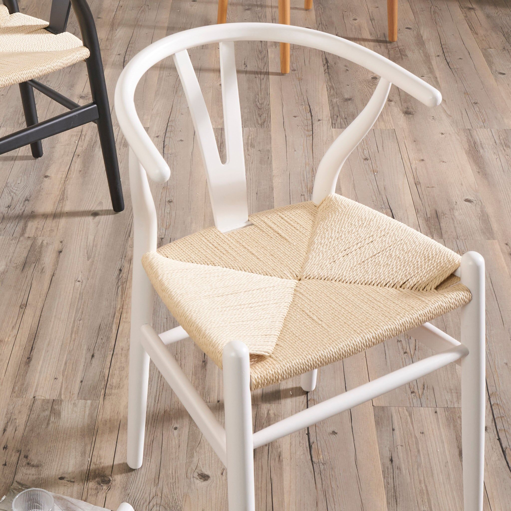 Pacific Lifestyle - Quinn White Beech Wood and Natural Rope Dining Chair