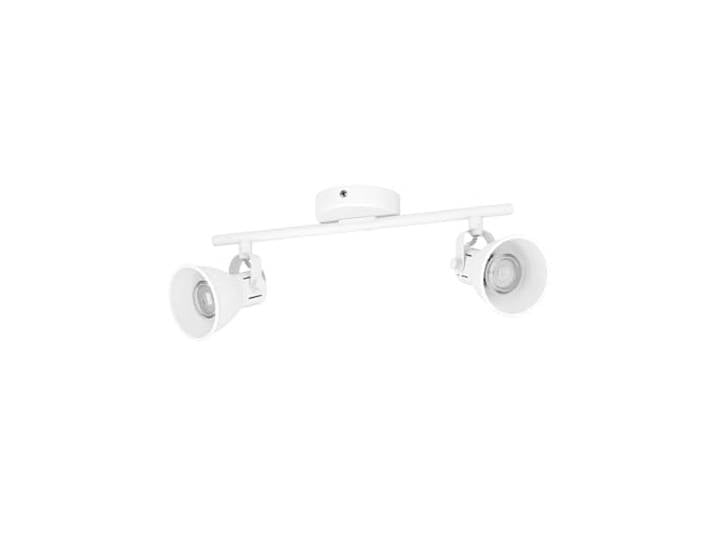 Eglo Plafonnier Seras 1\, lampe de plafond 2 flammes style industriel classique\, projecteur en acier\, lampe de salon blanche\, lampe de cuisine\, spots avec douille GU10