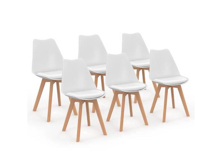 IDMARKET Lot de 6 chaises de salle à manger SARA scandinaves blanc