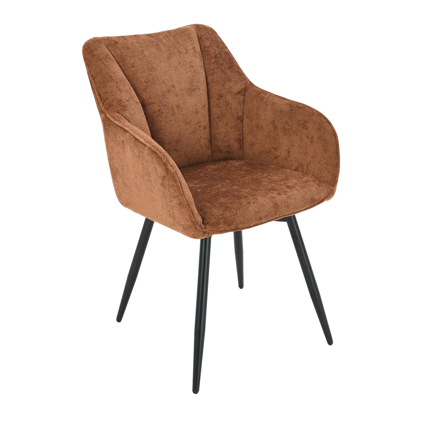 riess-ambiente Drehbarer Retro Stuhl AVIGNON rost braun Chenille schwarze Metallbeine