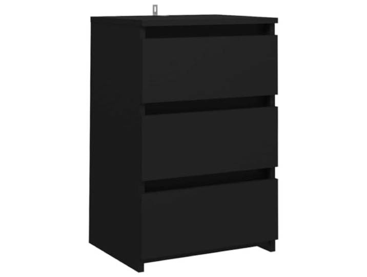 KDVXBCQJH Nachttisch mit 3 Schubladen Schwarz 40x35x62,5 cm Stilvolle Nachtkommode fürs Schlafzimmer: geordneter Stauraum, unkompliziert abwischbar und zuverlässig stabil gebaut.