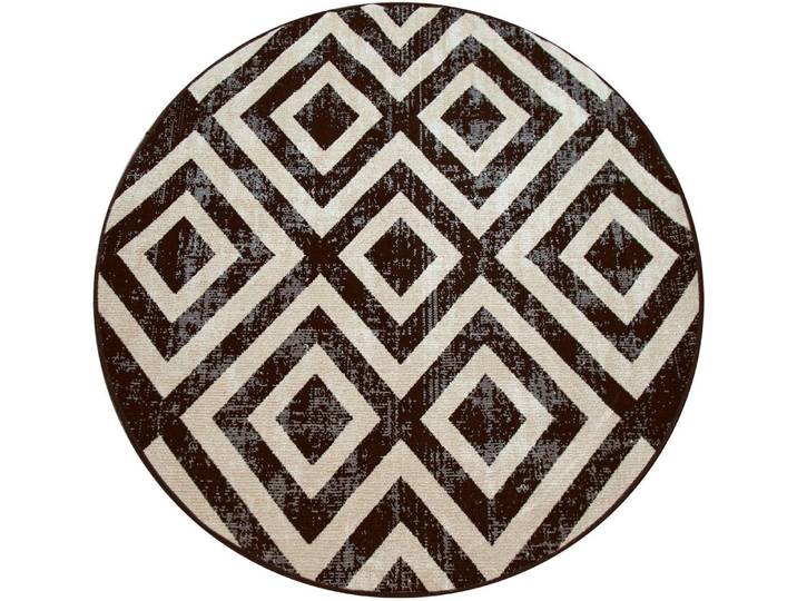 Teppich PACO HOME Poco 821 , schwarz (schwarz, weiß), H:6mm Ø:160cm, Polypropylen (PP), Teppiche, Teppich, Kurzflor, Rauten-Design, In- und Outdoor geeignet