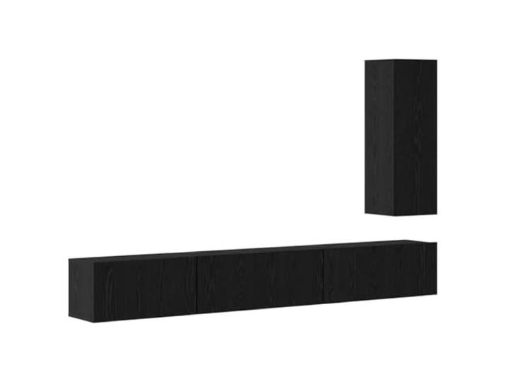 Kaorsrow TV-Schrank Set 4-teilig Wandmontiert Schwarz Eichen-Optik Schwebendes Lowboard Ensemble fürs Wohnzimmer: Modulares 4er-Set bietet flexiblen Stauraum und elegante Holzoptik.