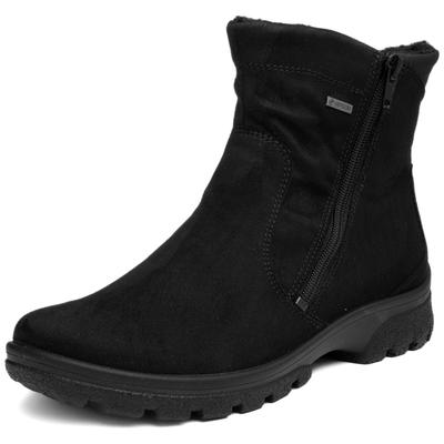Winterboots ARA "SAAS FEE-GTX", Damen, Gr. 4, Warmfutter, weiß (schwarz), Textil, unifarben, Basic, Schuhe Winterboots, Keilabsatz, Stiefelette in Schuhweite G (= weit)