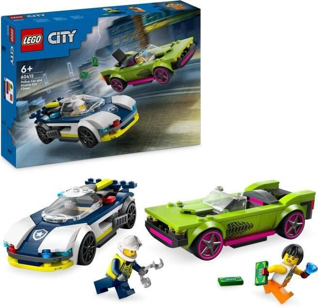 LEGO City Achtervolging met politieauto en sportauto bouwset met minifiguren