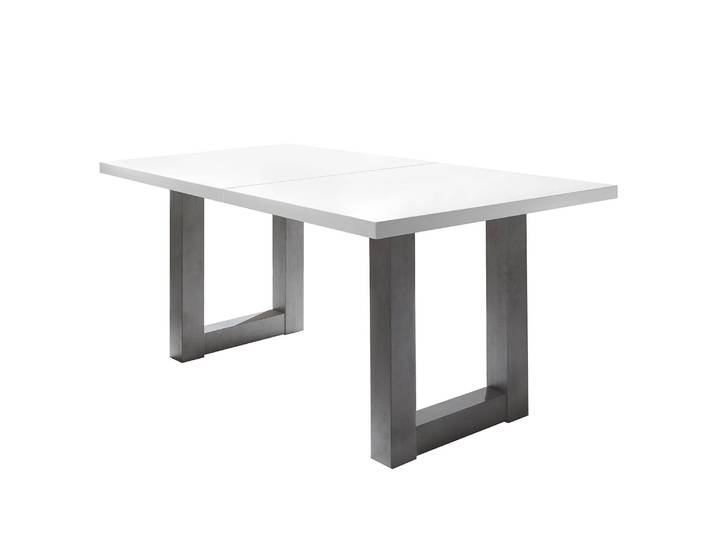 Table extensible Leeton II 160 x 77 x 90cm Blanc/Gris/Blanc mat