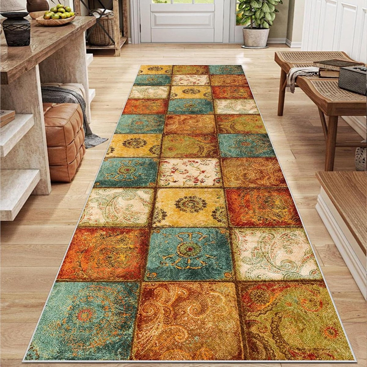 Geometrische Runner Vloerkleed Grijs - Microvezel Gangtapijt voor Keuken of Woonkamer - 40 x 60 cm