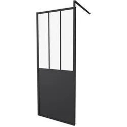 Gelco, Duschkabine + Duschwand, Festwand 80x200 Industrieller Stil Schwarz (200 cm, 80 cm)