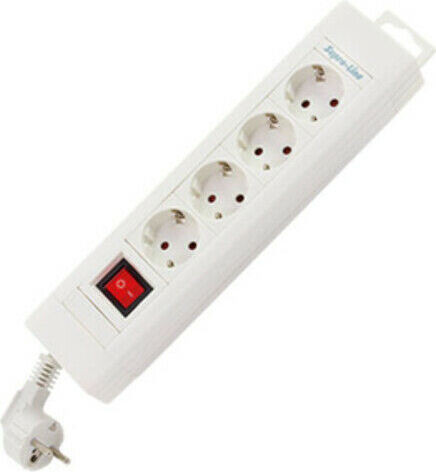 REV 0014412113 Wandcontactdoos met schakelaar, 4-voudig, wit, met aardingscontact