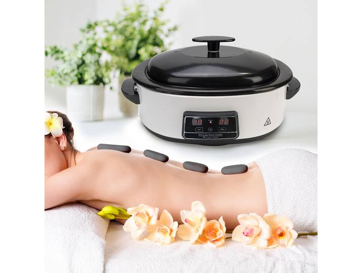 Hot Stone Massage-Set mit digitaler Steuerung, Wärmegerät mit 23 Natursteinen