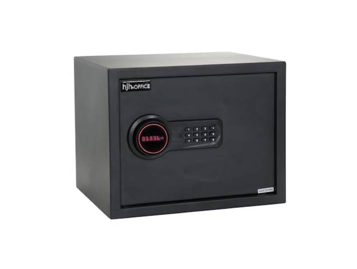 hjh OFFICE Tresor mit Zahlenschloss 27 L Safe COMPACT Stahl Schwarz Möbeltresor Elektronik Schloss 30x38x30cm, 830037